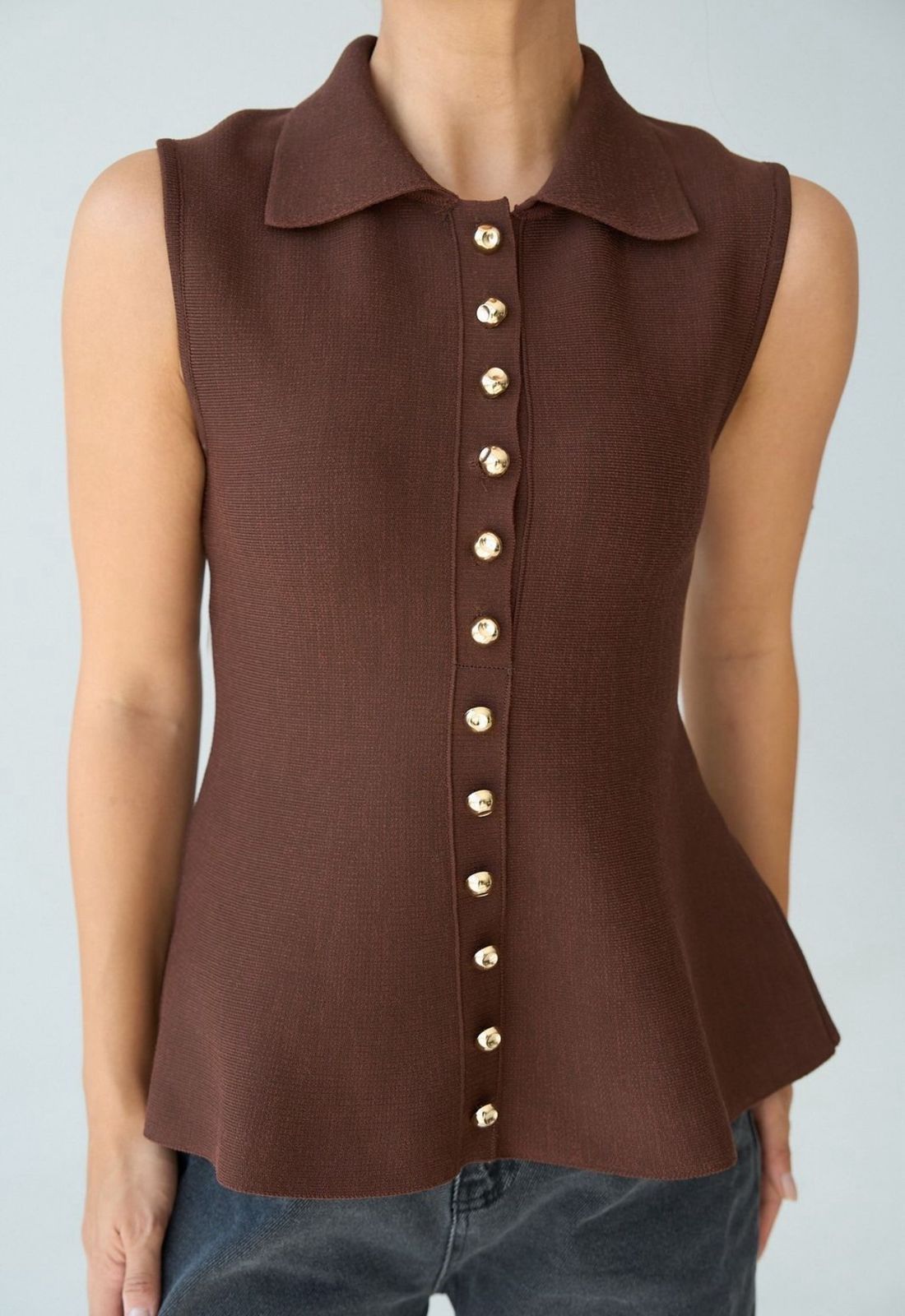 Buttoned Collar Vest