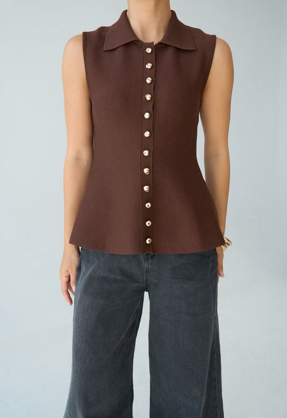 Buttoned Collar Vest